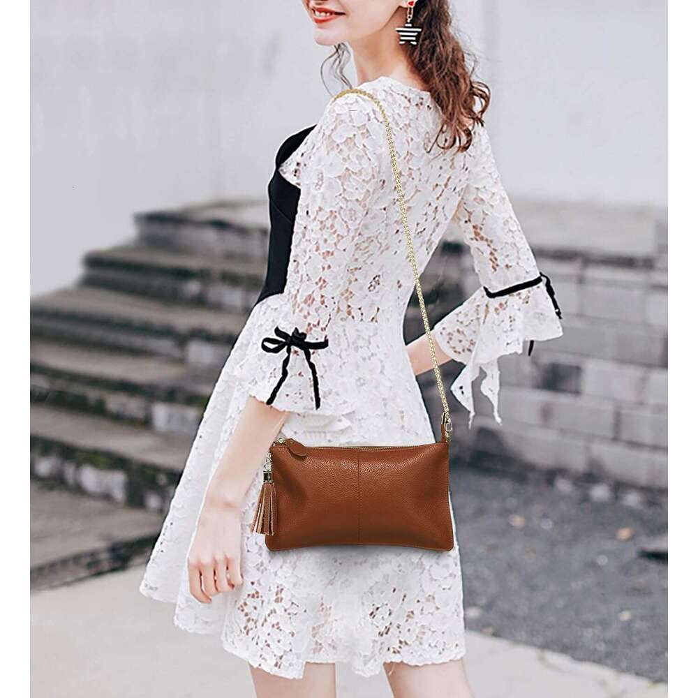 Genuine Leather Wristlet Handbags Clutch Wallet Purse Envelope Style Crossbody Bags for Women