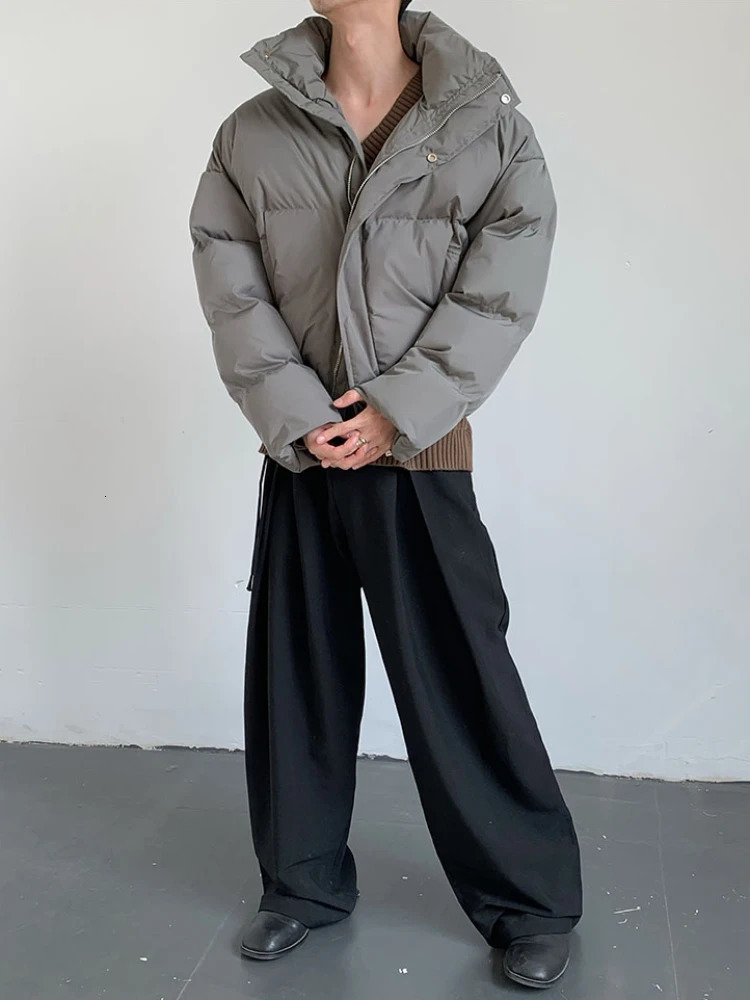 Short Parkas mens retro chic street fashion minimalism Korean autumn basic unisex jacket rack collar Gothic 241007
