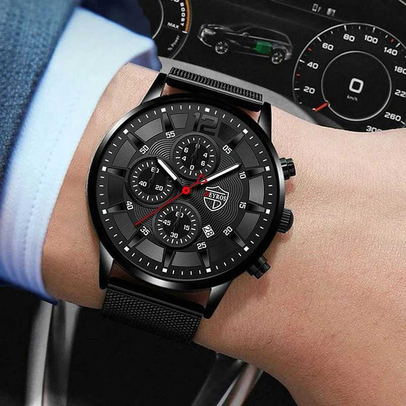 DEYROS Mens Fashion Minimalist Watches Men Business Casual Quartz Watch Simple Male Stainless Steel Mesh Band Clock Reloj HombreX241010
