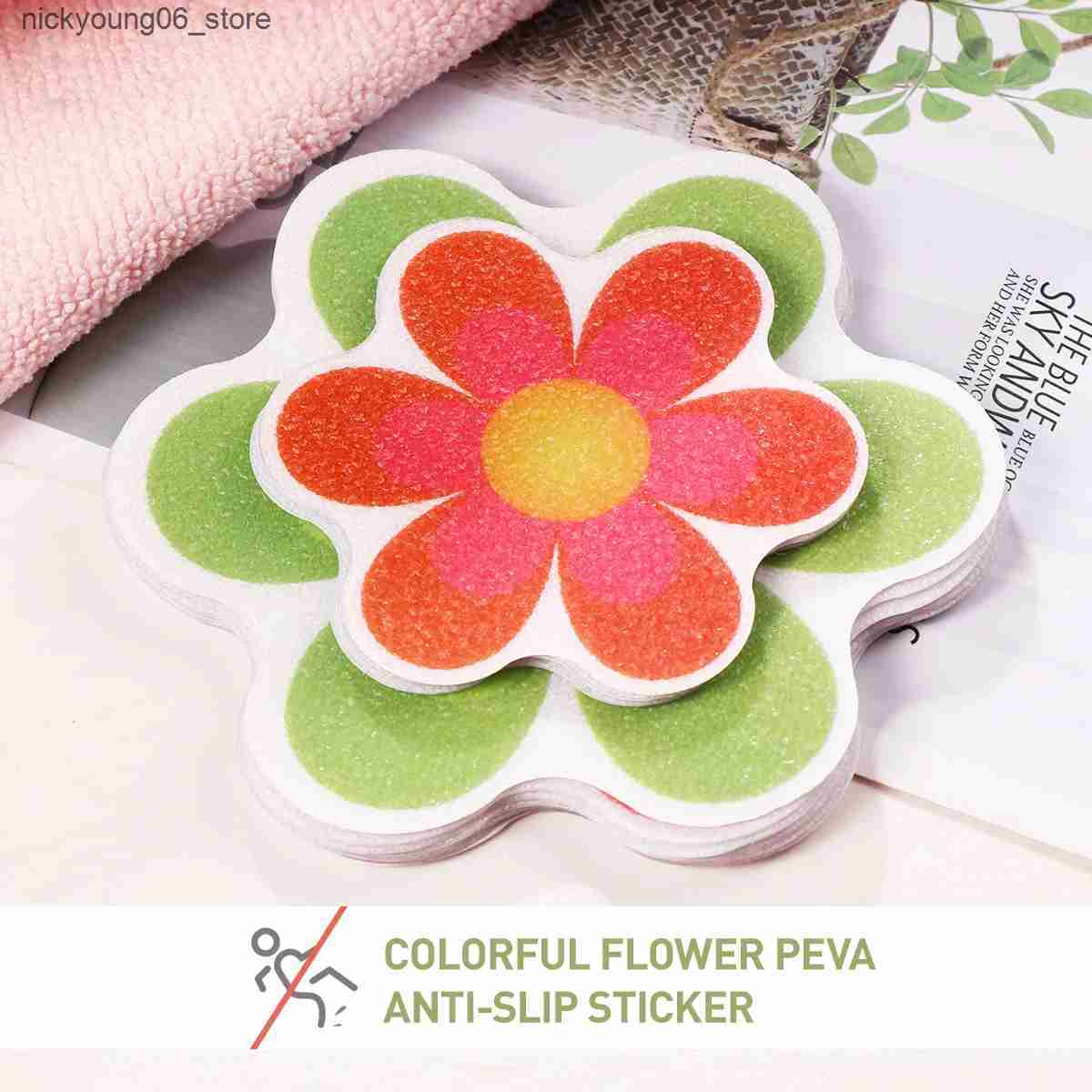 Non-Slip Bath Mats 10pcs Anti Slip Bathtub Stickers Colorful Flower Self-Adhesive Non Slip Bathtub Mat Bathtub Anti Slip Stickers Bath Tub Bathroom L2