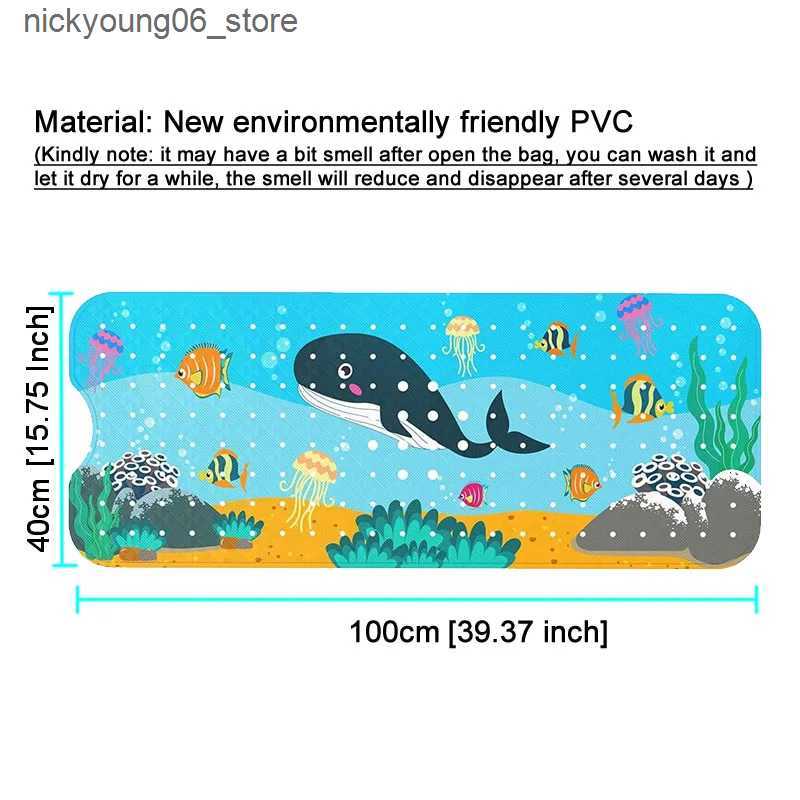 Non-Slip Bath Mats 40x100cm Cute Cartoon Sea World Anti-Skid Shower Bathtub Mats with Sucker Non-Slip Bath Mat Soft Pad Kids Elder Carpet Rug L240910 