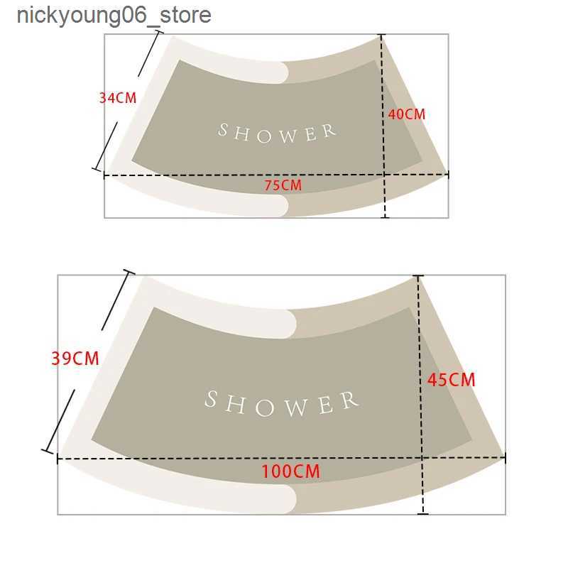 Non-Slip Bath Mats 40x75/45x100cm Curved Super Absorbent Bathroom Quick Drying Floor Mat Easy To Clean Door Mat Arc Non-slip Entrance Bath Carpet L240