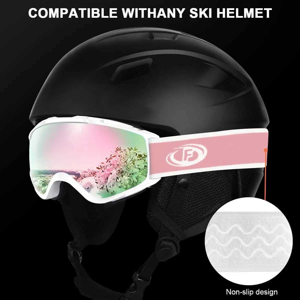 Findway adult skiing goggles with double-layer wool anti fog and 100% UV protection OTG design suitable for teenagers outdoor skiing snow goggles CL24
