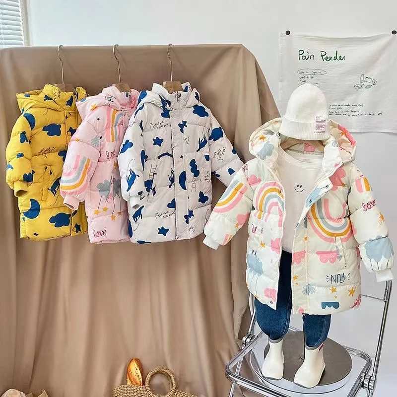 Down Coat 2024 New Girl Boys Down Jacket Winter Coat Childrens Clothing Hooded Windproof Coat 2-7 Year Cotton Warm Coat H241010