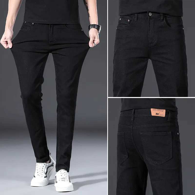 Mens Fashion Brand Elastic Slim Fit Denim Long Pants Casual White Straight Leg Y2k Jeans For Men StreetwearX241009