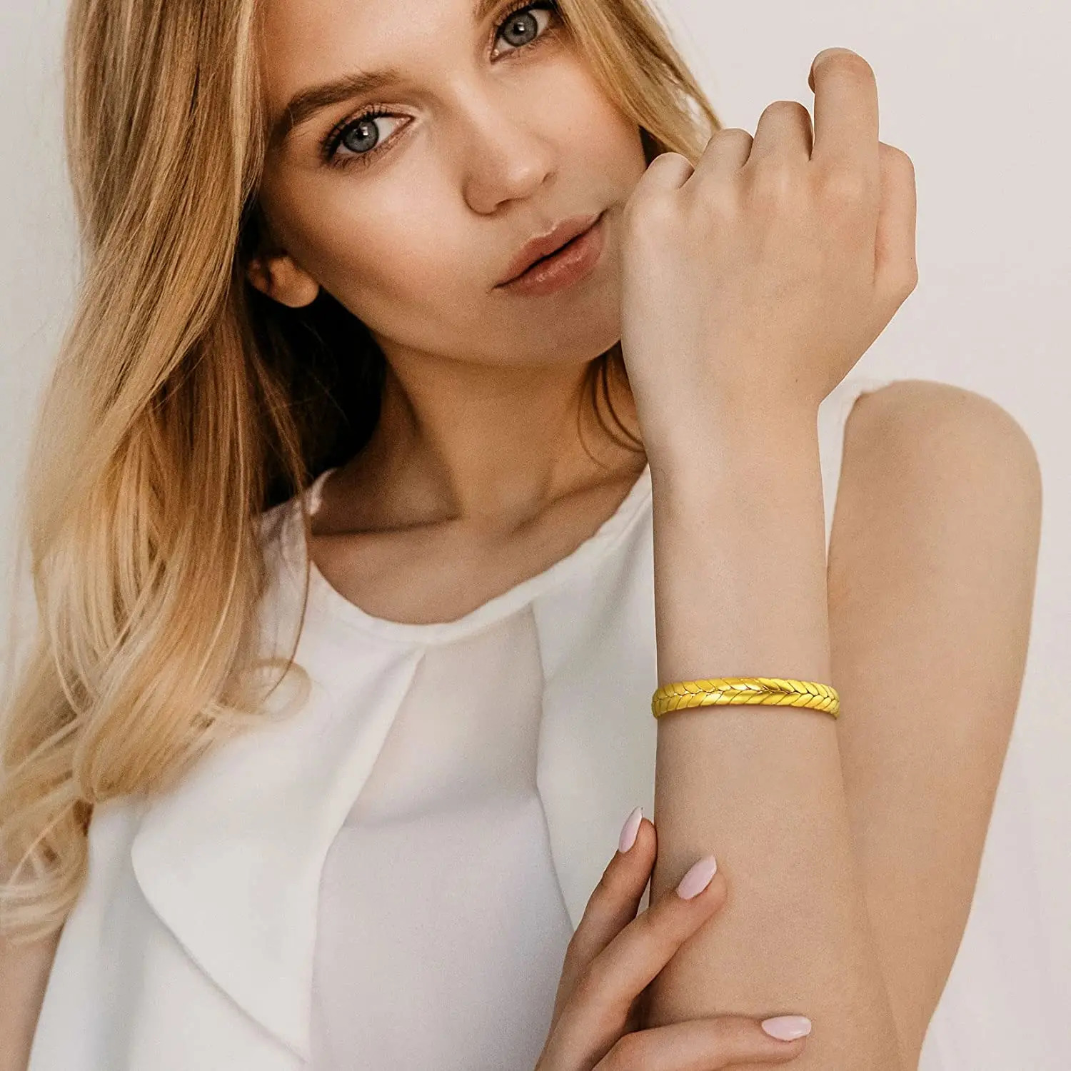U7 Cuff Bracelet Adjustable Wheat Style 7.7mm Wide Gold Twisted Open Bracelet Suitable for Women Adjustable 240929