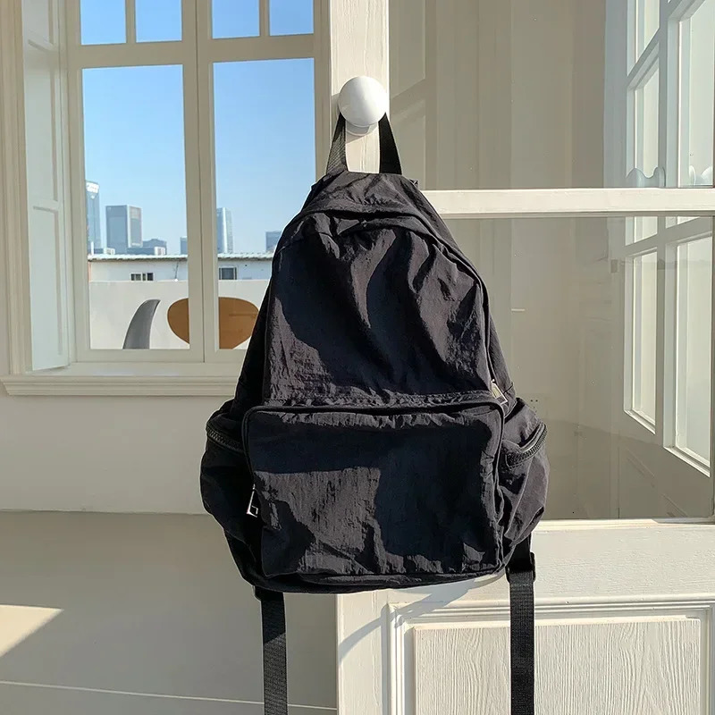 Vintage Multi Pocket Mochila Nylon Canvas Mujer Large Capacity Backpack Travel Bolsa Casual Zipper Bag 241008