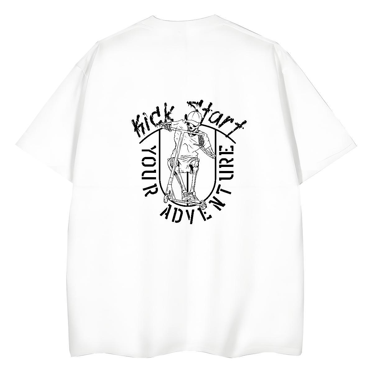 2024 DIY Womens T Shirts 230g Pure Cotton Crew Neck Breathable Daily Outfit skull Woman Tshirt Comfortable Oversized L-4XL Tee Shirt