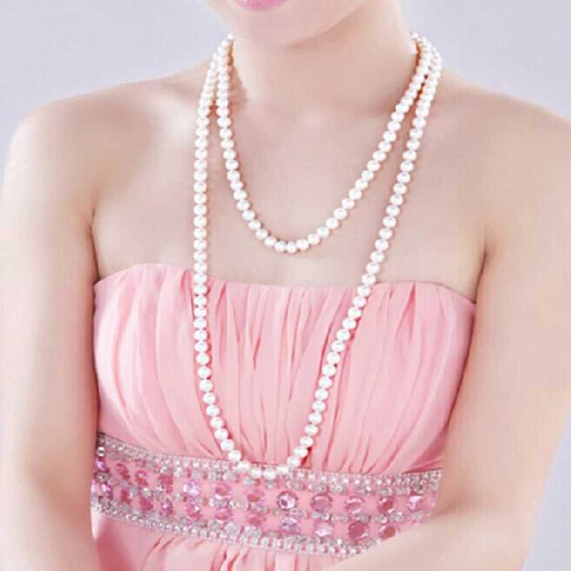 tiki 1 Autumn Winter Collar Hombre Pearl Long Necklace Wear All Match Sweater Collares Para Mujer JewelryX241009