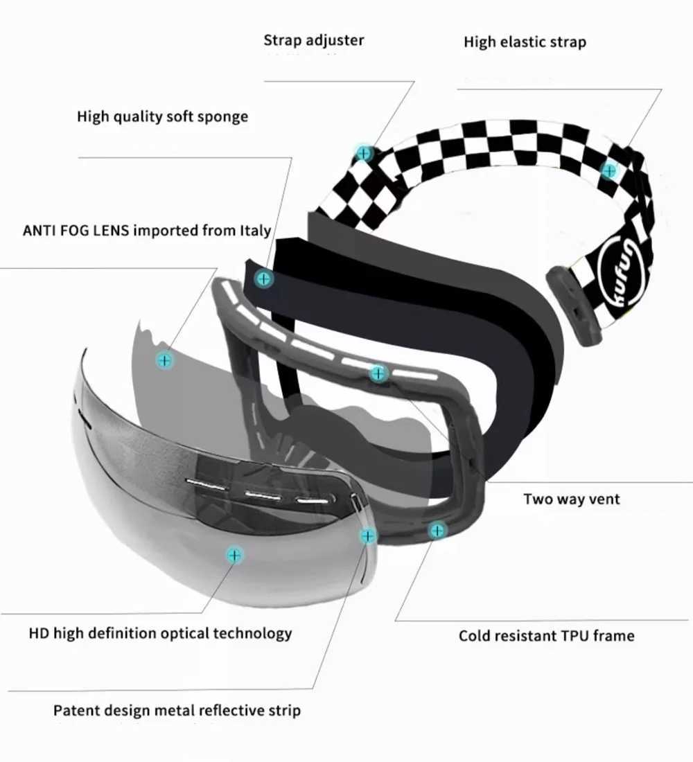 Ski goggles windproof spherical HD anti fog support Myopia glasses winter sports adult skis men and women blue pink purple CL241010