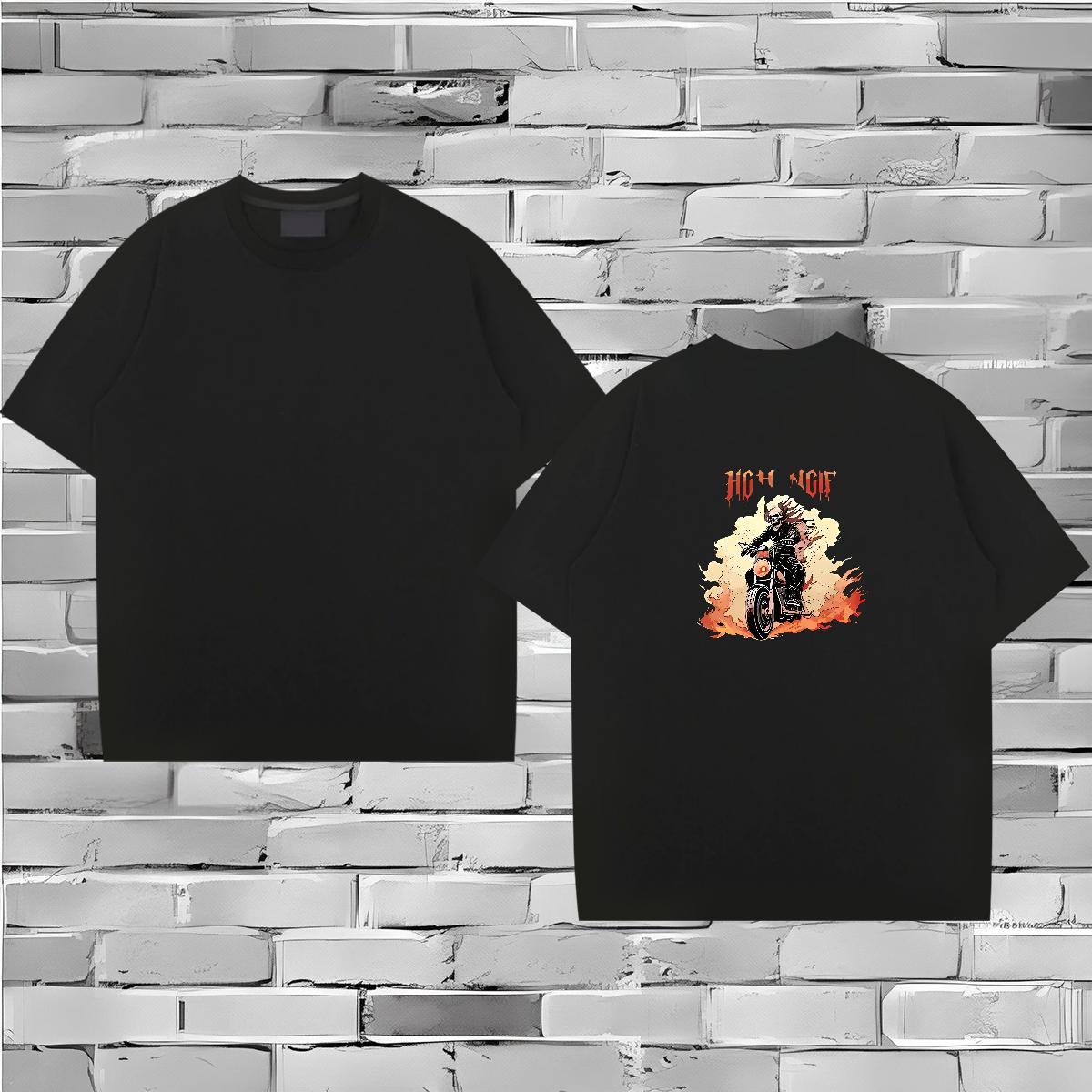 Classic Mens T Shirts 230g Pure Cotton skull Casual Daily Wear White Plus Size Breathable Crew Neck Men Clothes T-Shirt 2024 New Tops Shirt