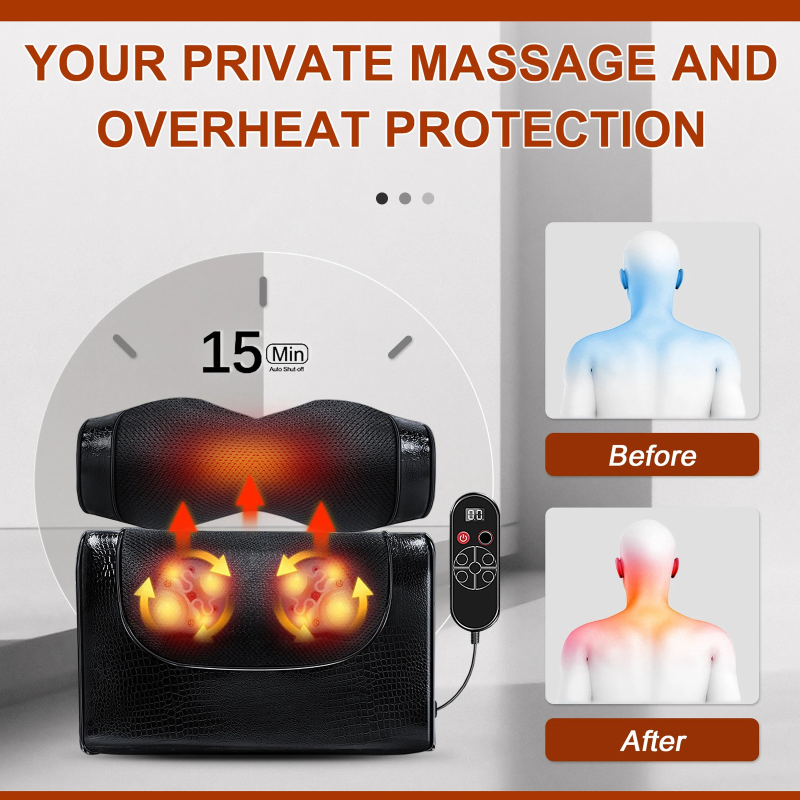 Back massager Acupressure electric massage pillow for back and neck equipped with deep massage used for back neck shoulder and body muscle pain. 24100