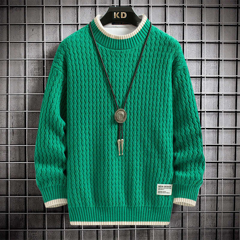 Autumn And Winter Sweaters For Men, Korean Style Trendy Solid Color Woolen Clothes, Loose Autumn And Winter Round Neck Jackets, Knitted Sweaters For M