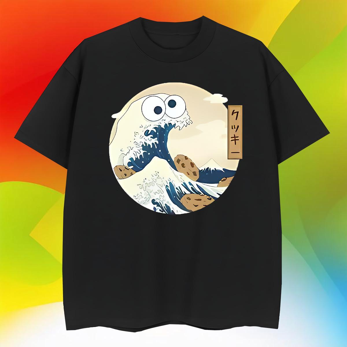 Cool T-Shirts 230g Pure Cotton sea wave Spring Summer Black White O Neck Short Sleeves Men Tops Tees 2024 Designer Clothes