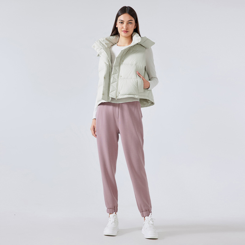 Winter windproof stand up collar double door down women's versatile winter thick hooded vest jacket DAW159