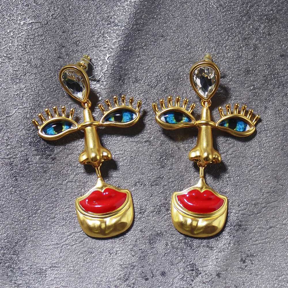 Dangle Chandelier Female Personality Lips Nose Evil Eye Stud Earrings Devils Portrait Jewelry European Style Retrocessories High Quality H241010