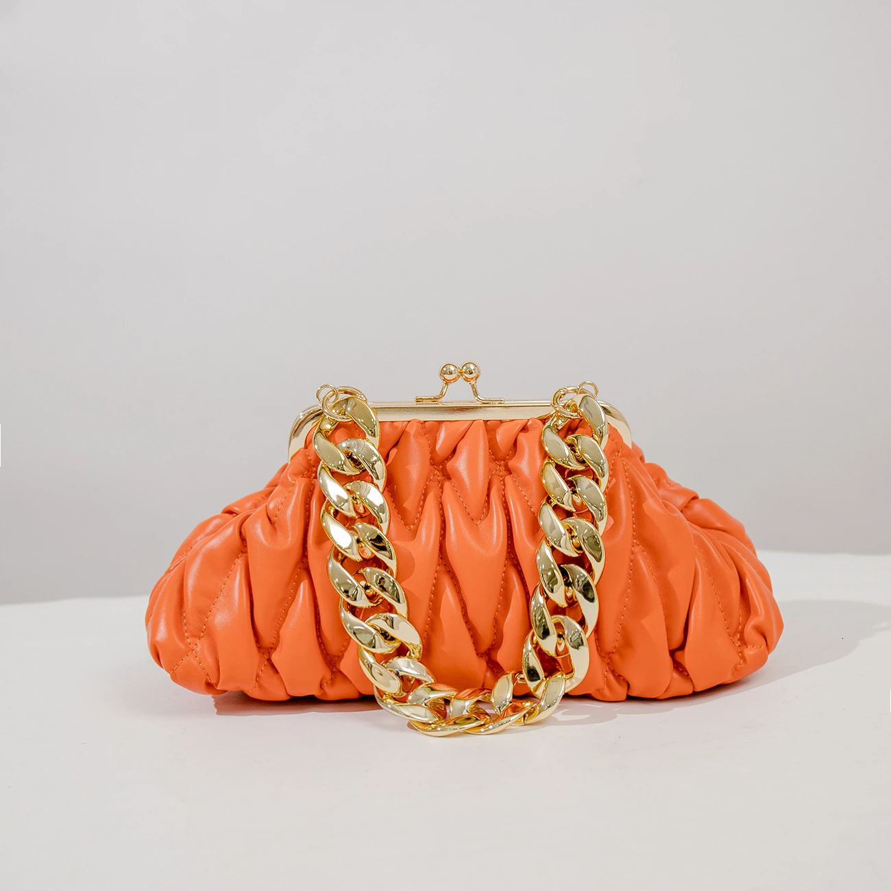 Womens bag gold chain handbag womens leather coin bag womens purchase orange womens gold chain handbag for sale 241008