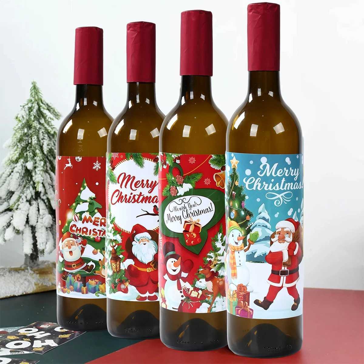 Christmas Wine Stickers Decoration Merry Christmas Home Decoration 2024 Wine Stickers Christmas Celebration Navidad New Year Gifts 2025 W241008