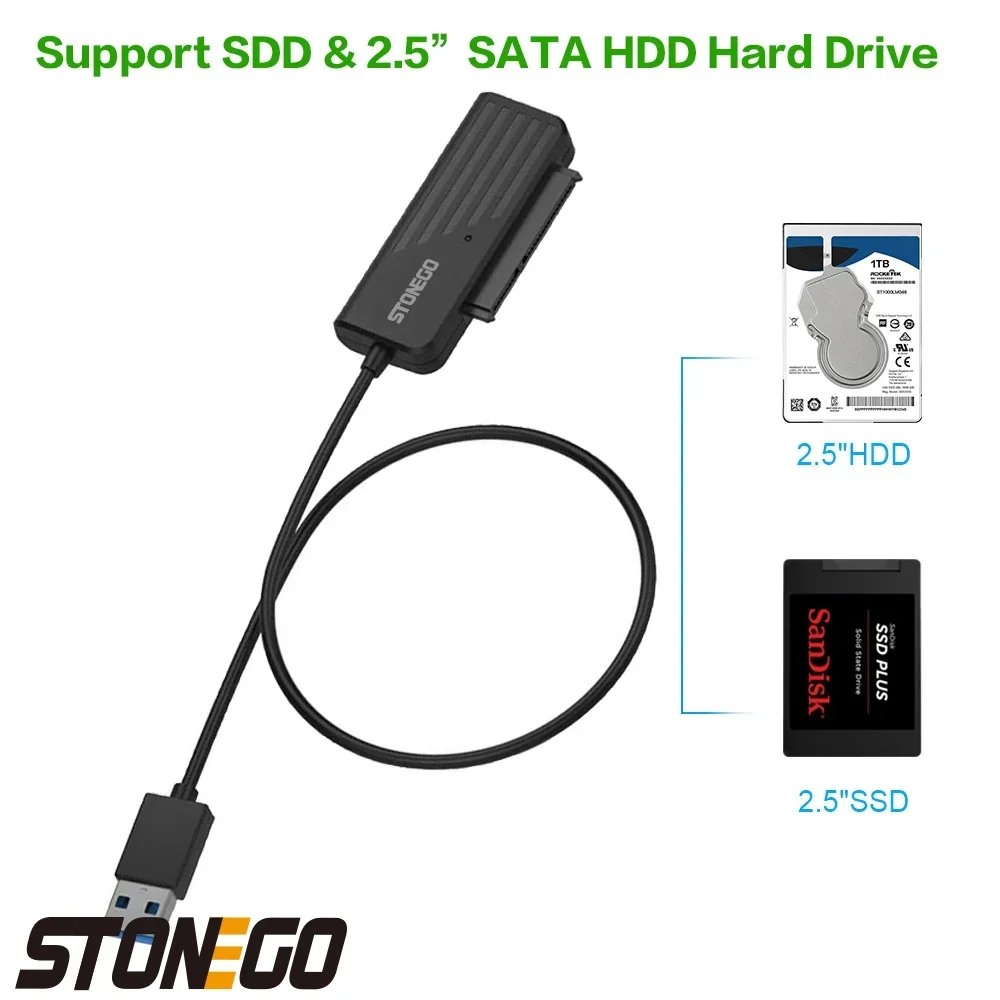 STONEGO USB 3.0/Type C Optional To SATA Hard Drive Converter Cable with UASP Adapter Compatible with Windows/Linux/Mac/Android