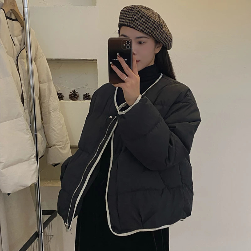 Short Style Puffer Parka Retro Thicker Warm Soft Allmatch Harajuku Daily Fashion Casual Zipper Chic Streetwear Jackets 240930