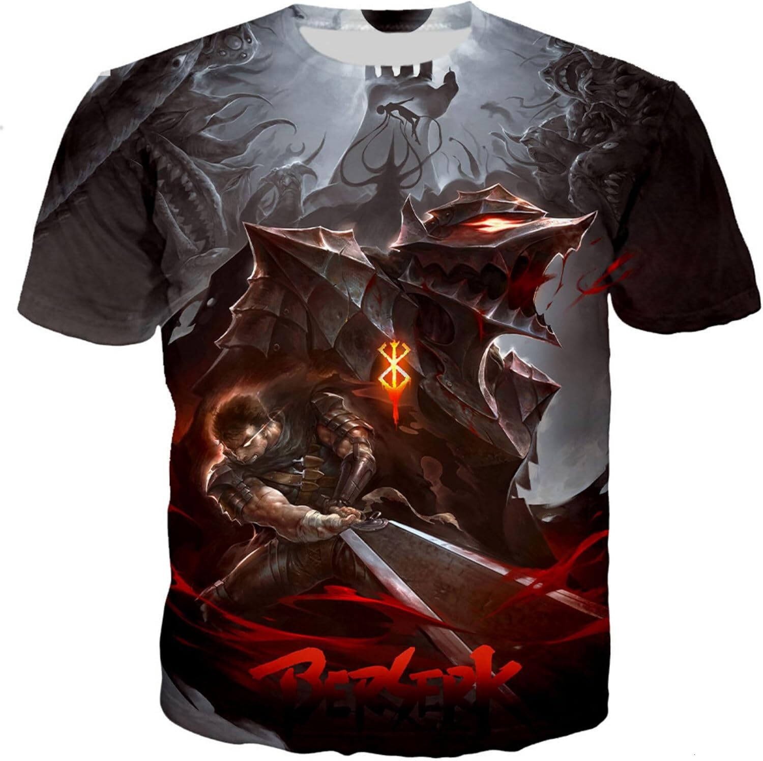 Mens T shirt Men's T-Shirt 3D Printed Anime Unisex T-Shirt, Berserk Adult Summer Street Fashion Comfortable graphic tee Casual tops summer nice