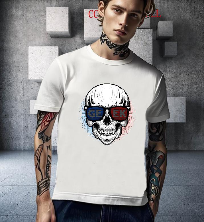 Cool T Shirts Men 100% Cotton 230g skull Casual Daily Wear Graphic O-Neck Short Sleeve Couples T Shirts Free Shipping Tops Tees