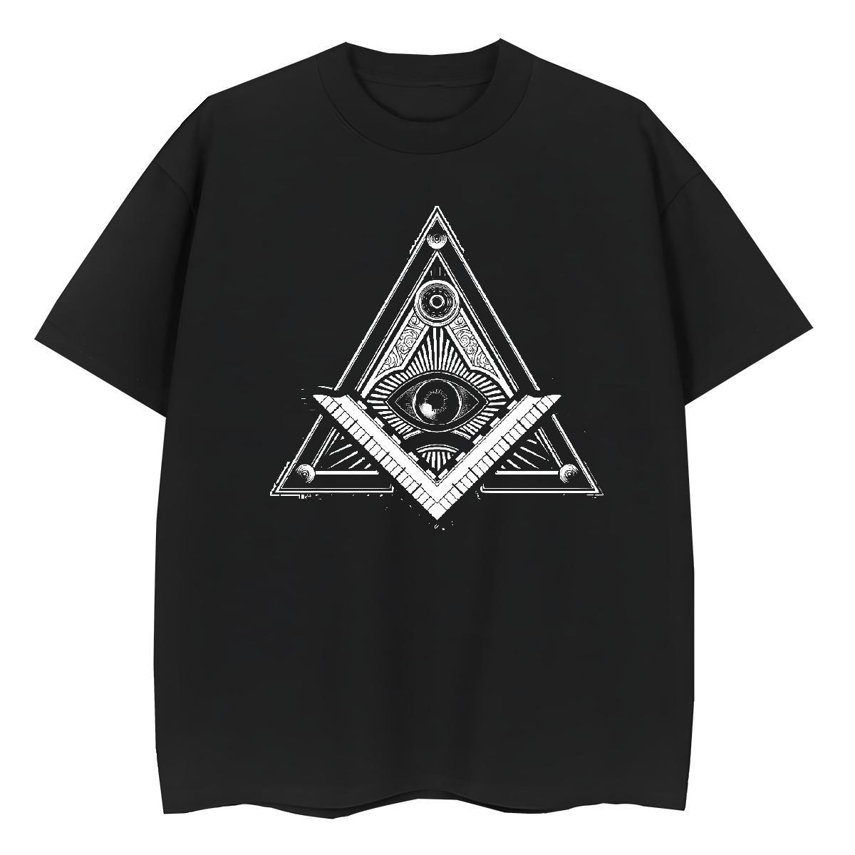 New T shirt 230g Pure Cotton Breathable Street Wear eye of the devil Couples T Shirts Soft Anime Tops