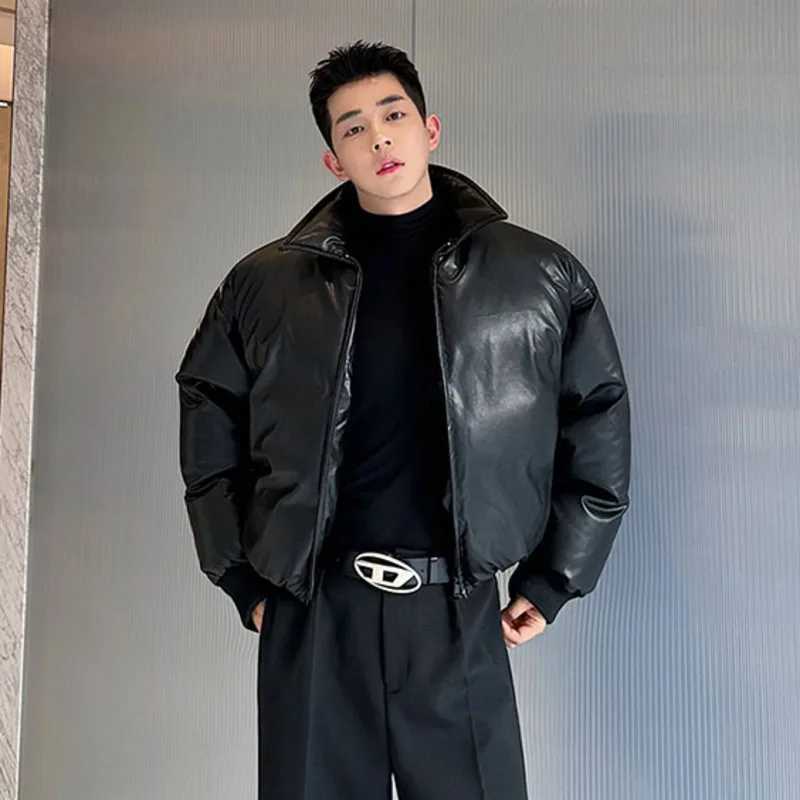 Mens Down Parkas IEFB winter mens cotton clothing ribbed cuffs zipper white duck down jacket loose niche design fashionable 2024 mens apron jacket 9C3