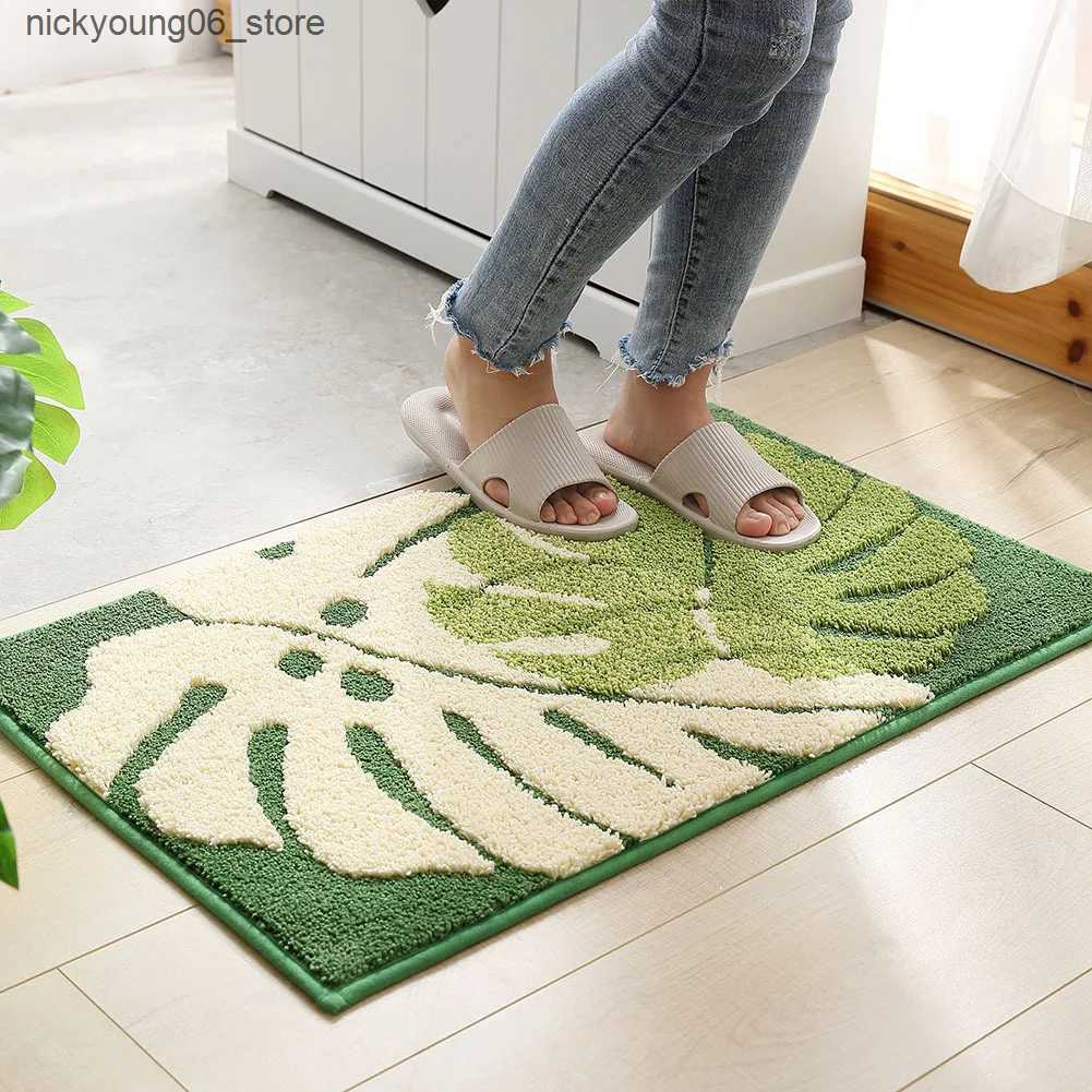 Non-Slip Bath Mats Leaves Non-Slip Bath Floor Mat Bathroom Fluffy Cashmere Absorbent Soft Rug Pad Children Room Carpet Home Decor Floor Mats L240910