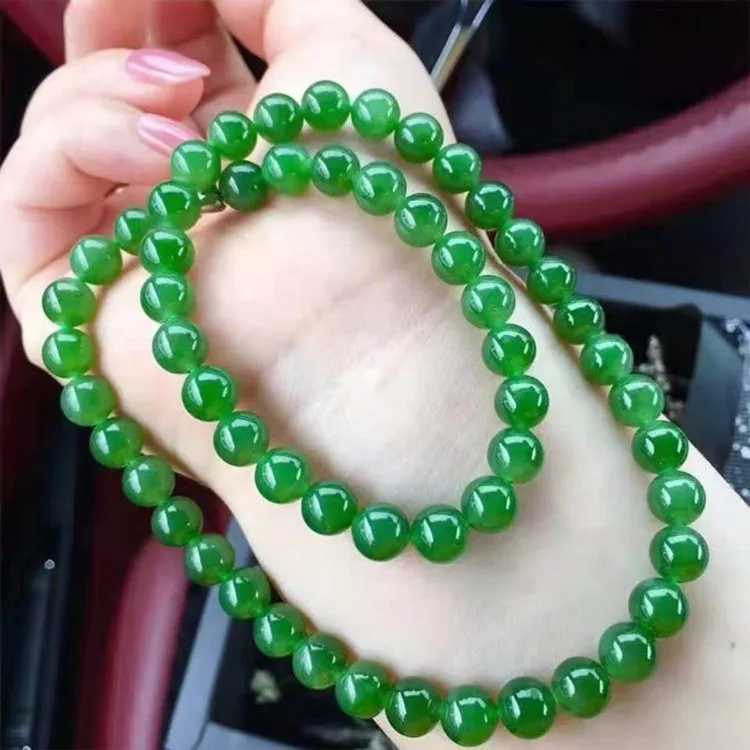 Genuine Natural Green Jade Beaded Necklace Women Fashion Charms Jewellery Real Chinese Jades Stone Accessories Fine JewelryX241009