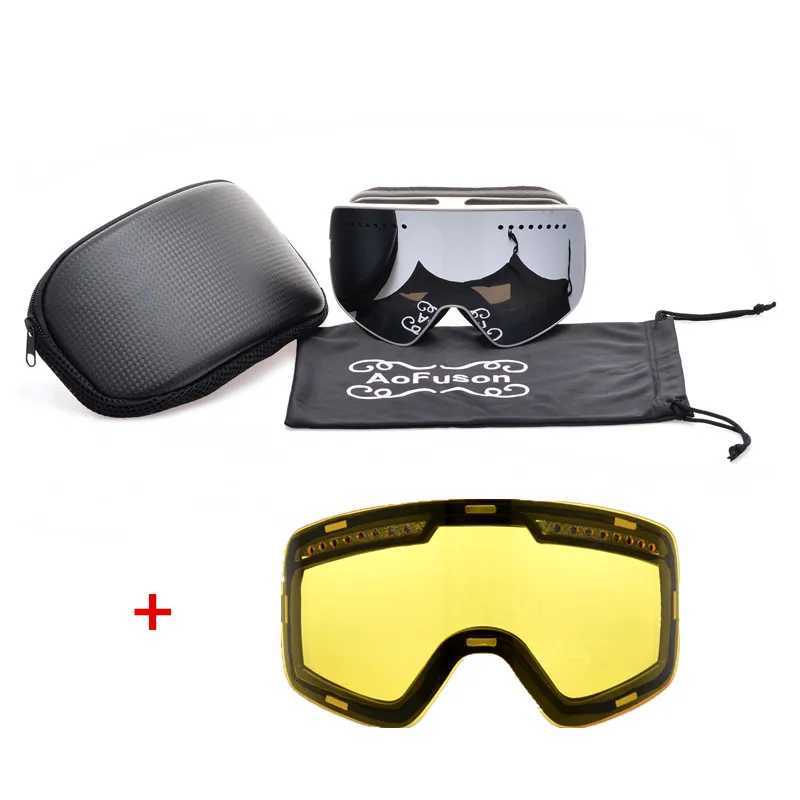 New professional magnet skis Google dual anti fog night vision lens mask ski goggles CL241010
