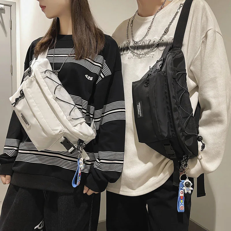 Street Hip Hop Waist Bag High Capacity Neutral Chest Bag Shoulder Bag Fashion Trend Fanny Bag Womens Nylon Belt Bag Wallet 241008