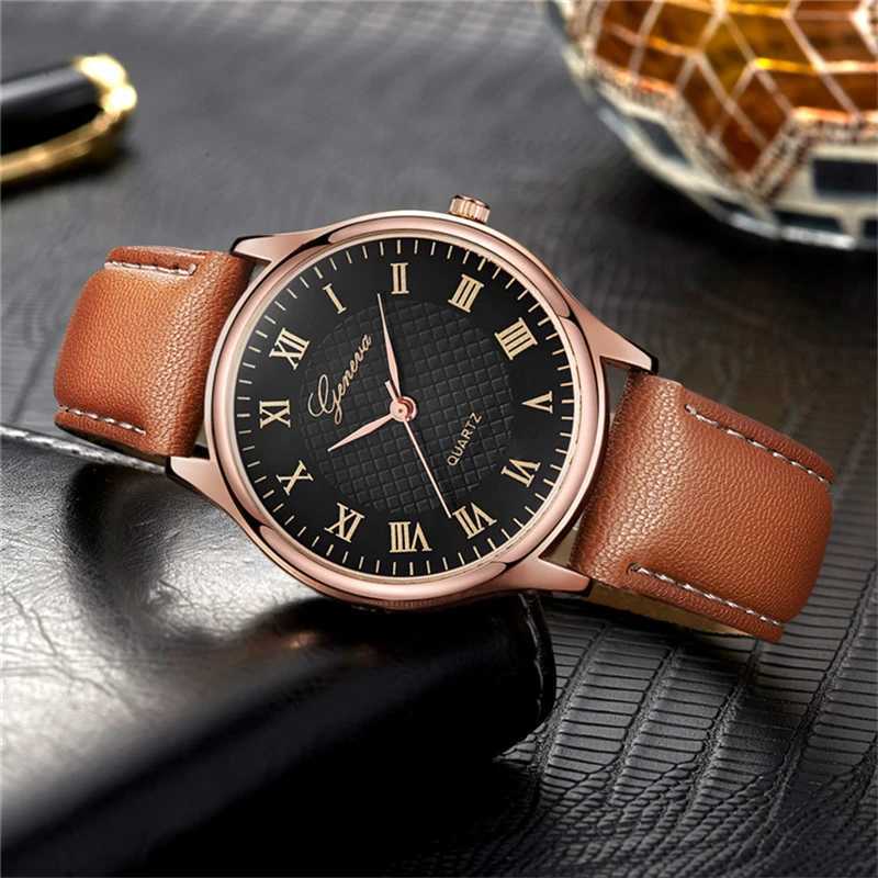 Luxury Mens Watches Black Rose Gold Leather Quartz Watch Woman Business Sport Waterproof Bracelet Male Clock Watch Gift For MenX250107