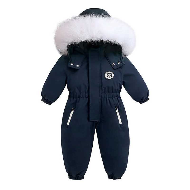 Down Coat -30 Children Clothing Winter Ski Suit Plus Velvet coat Baby Jumpsuit Boy Overalls Warm s toddler girl Clothes infant overcoat H241010