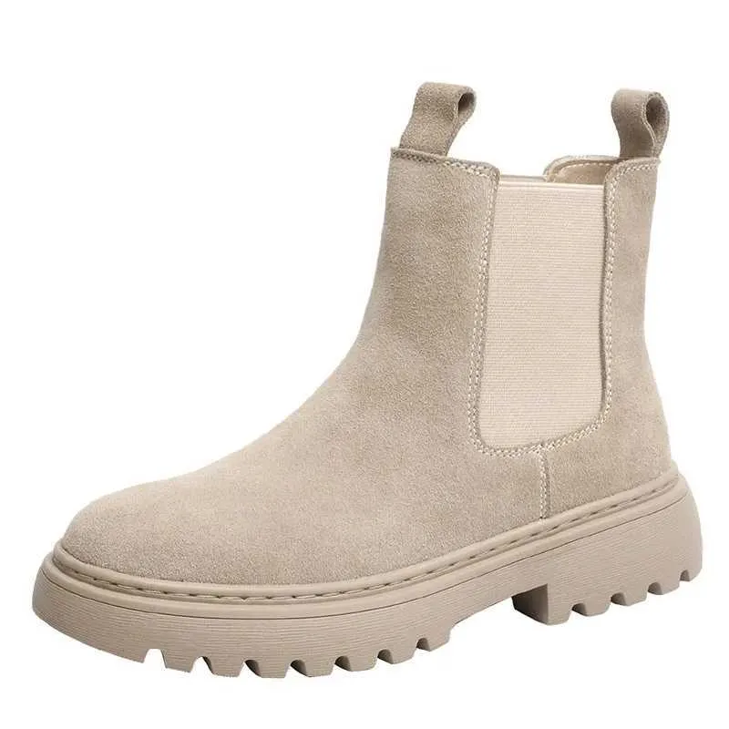 New Soft Leather Ankle Boots Autumn Flat Shoes Fashion Womens Plush Warm Winter M240921 Snow Boots Booties