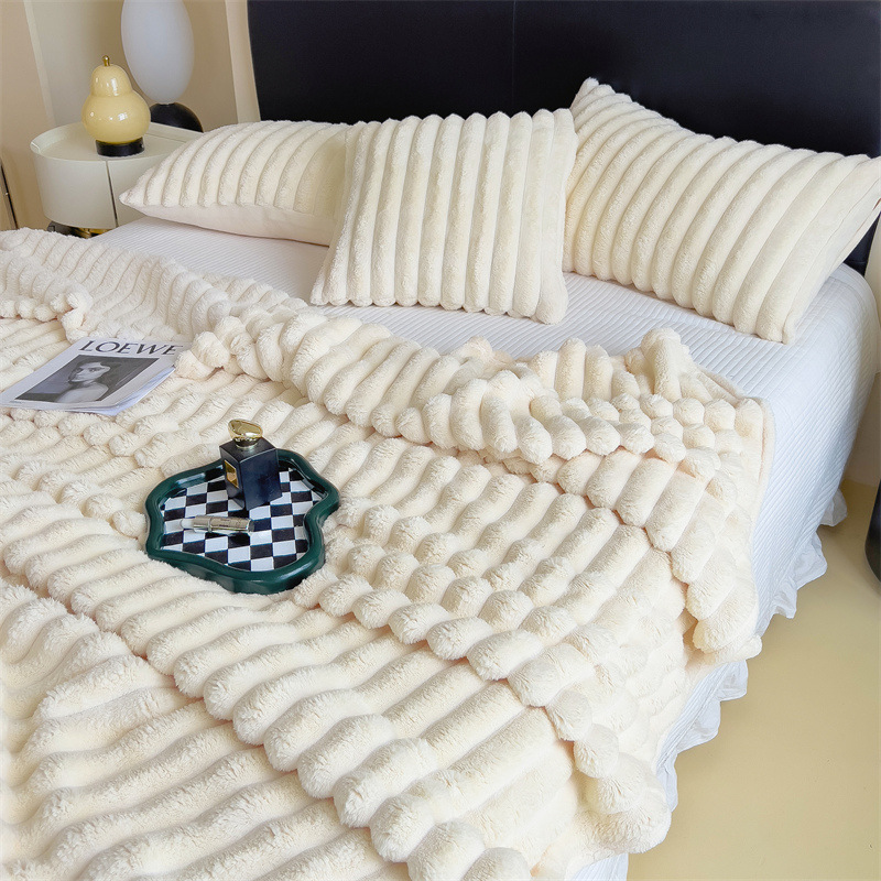 Rabbit Blankets Warm Blankets Solid Color Thickened Multifunctional Blanket Nap Pet Blanket 1pc 100/150/180/200cm Machine Washa