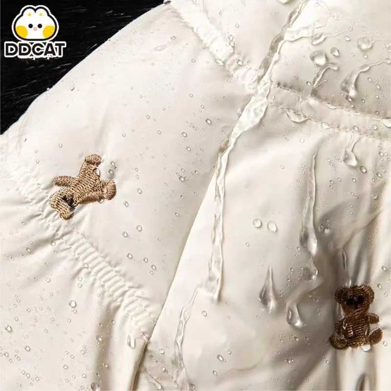 Down Coat Girl embroidery cotton jacket medium long 2023 new baby clothing winter big fur collar thickened childrens winter top H241010