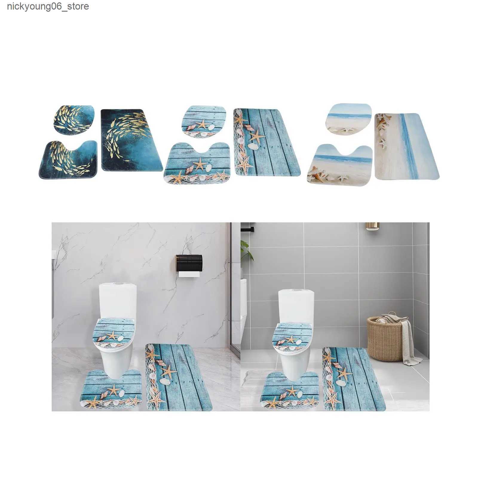 Non-Slip Bath Mats Bathroom Mat Set Non-Slip Step Mat with U-Shaped Toilet Rug Absorbent Bath L240910