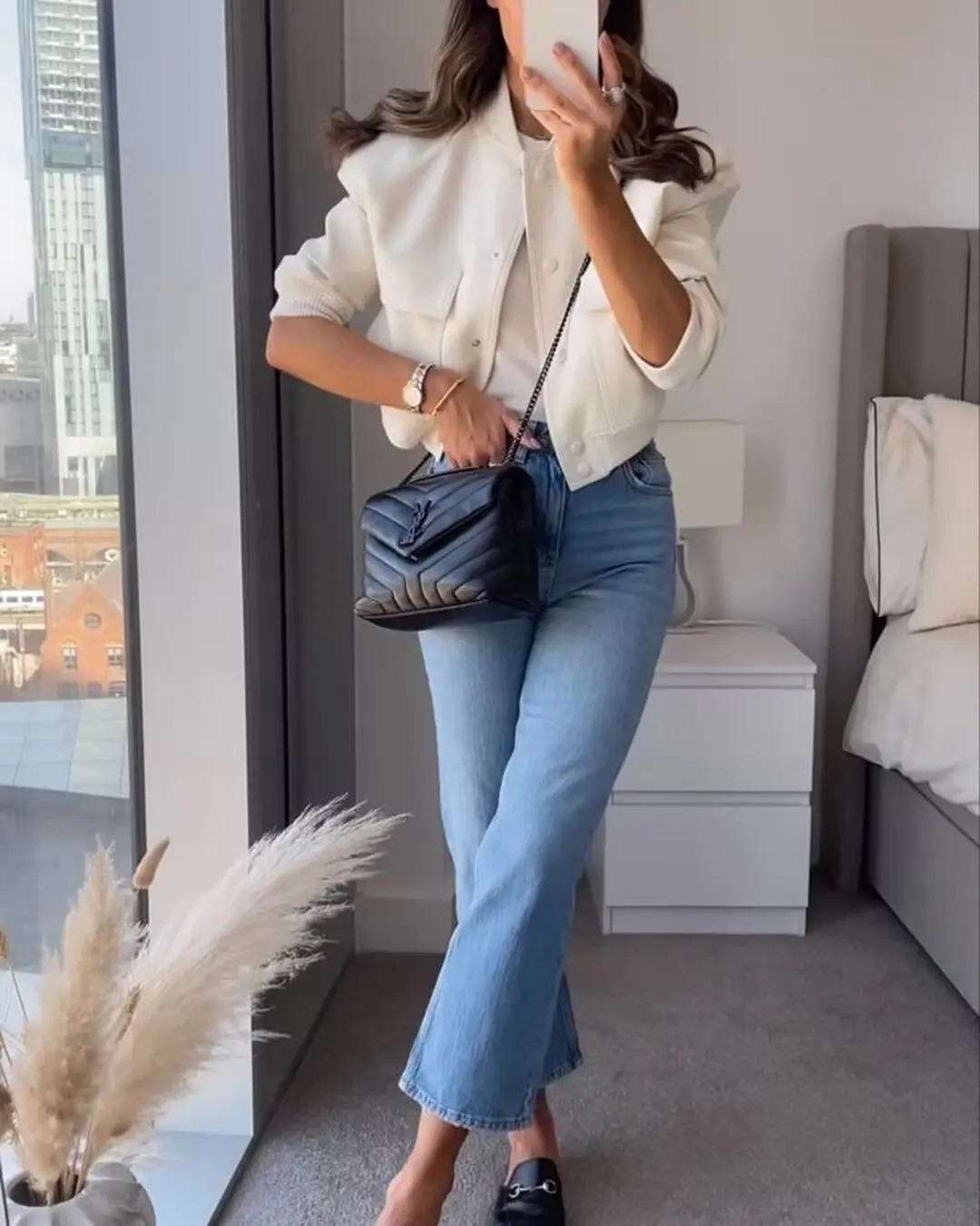 Y2K TRAF Fashion Women Bomber Jacket 2024 Autumn Stand Collar Long Sleeve Outerwear Lady Pockets Single-breasted Coat 241010