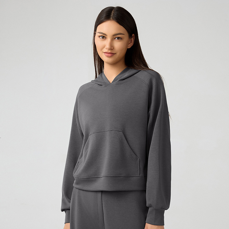 New autumn and winter windproof hooded sweatshirt for women's commuting, casual, loose, short, running, sports, long sleeved top DAW165