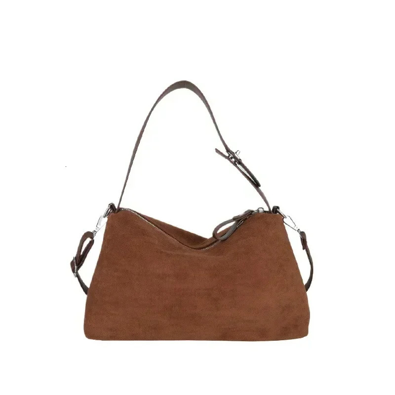 Suede Zipper Shoulder Bag Fashion Edition Womens Pillow Solid Cross Body Bag Casual Handbag 241008