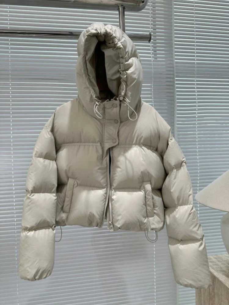 Men's Down Parkas 2024 Winter Womens Short Jacket Thick Hooded Cotton Apron Womens Loose Puff Park Womens Ultra Light Warm Casual Coat Y241009AIY