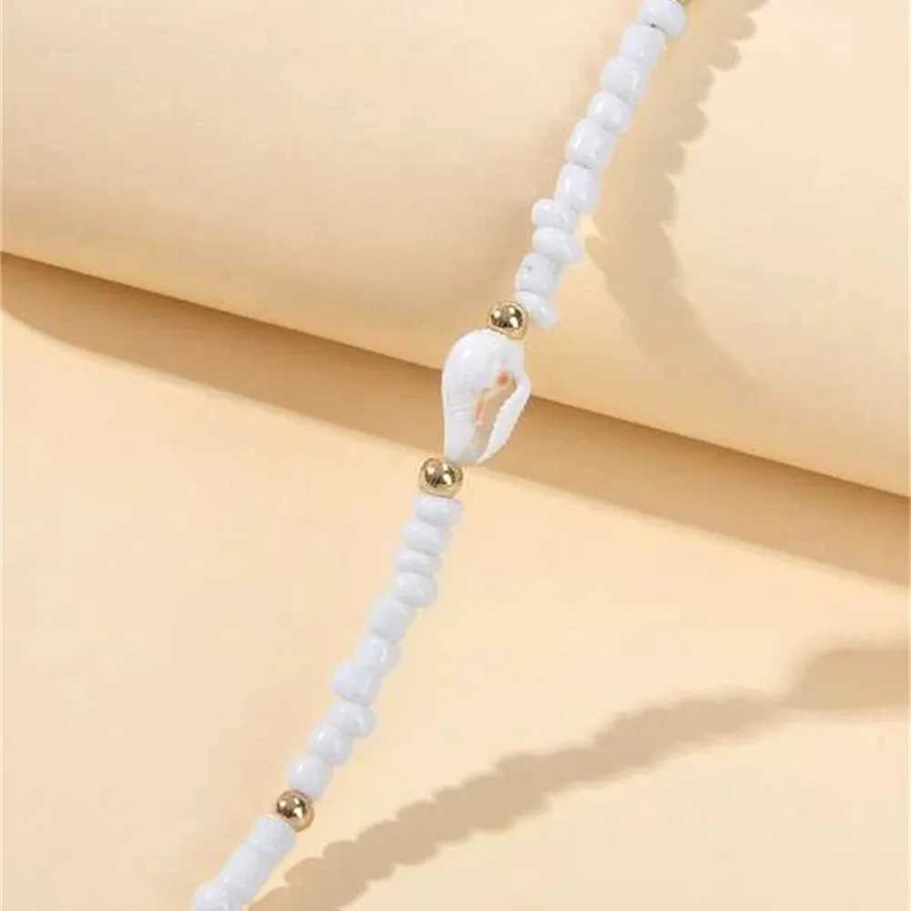 Boho Fashion Boho White Bead Chain Conch Shell Pendant Necklace For Women Vintage Female National Style Girlfriend Gift JewelryX241009