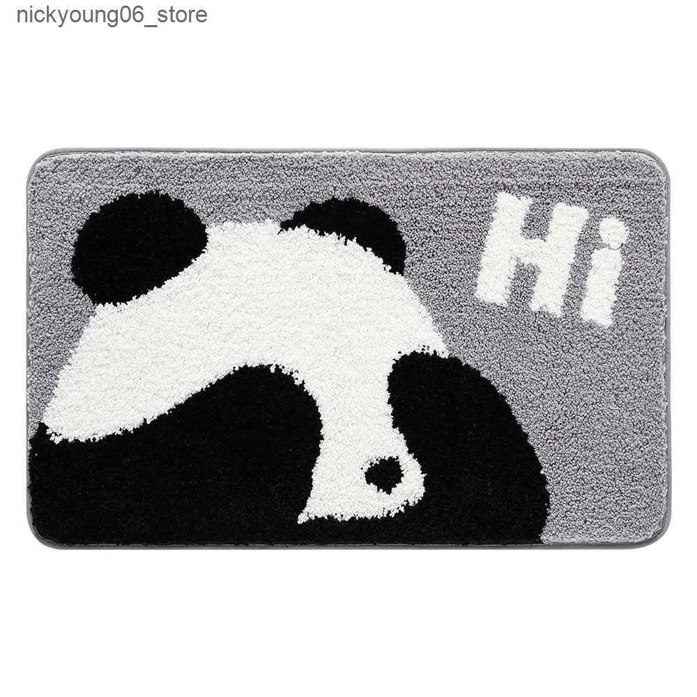 Non-Slip Bath Mats Shy Panda Bath Mat Large Capacity Absorbent Foot Mat Microfiber Bathroom Rug Shower Room Door Mat TPR Latex Non-slip Bottom L240910