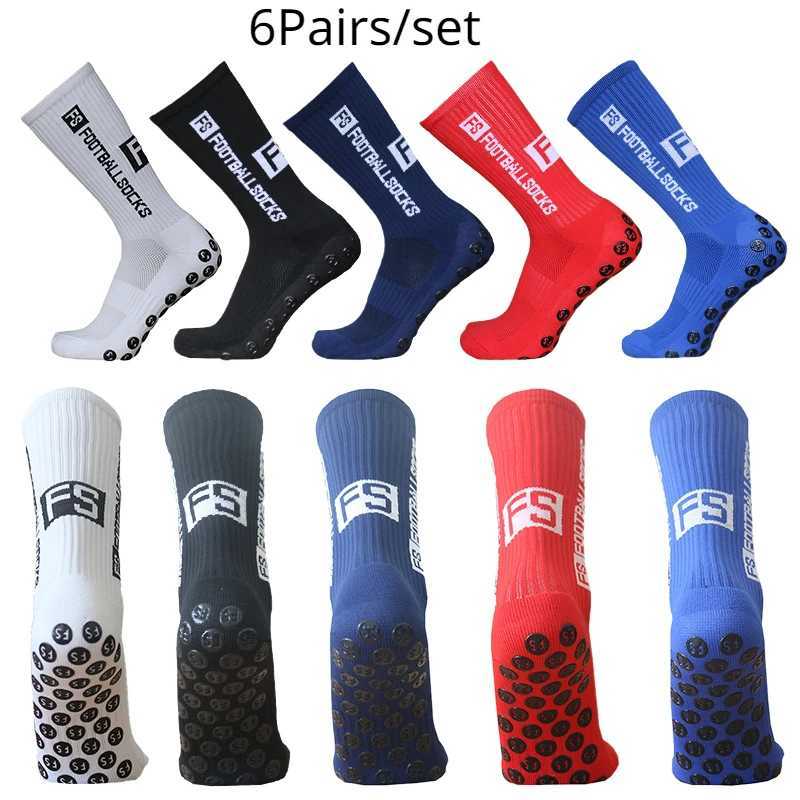 6 pairs/batch 2024 new FS anti slip Tapedesign football socks mens mid calf non slip football sports cycling sports socks womensW241010