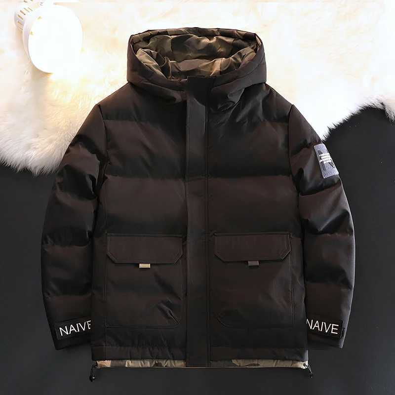 Men's Down Parkas Winter Warm Thicken Coat Mens Basic Fashion Hooded Parkas Windproof and Waterproof Ski Jacket Hooded Puffer Jacket for Male Y24