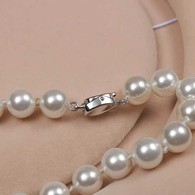 8/10MM Imitation Pearl Necklace Purple White Pearl Beads Necklace Elegant Female Fashion Chain Necklace Jewelry GiftsX241009