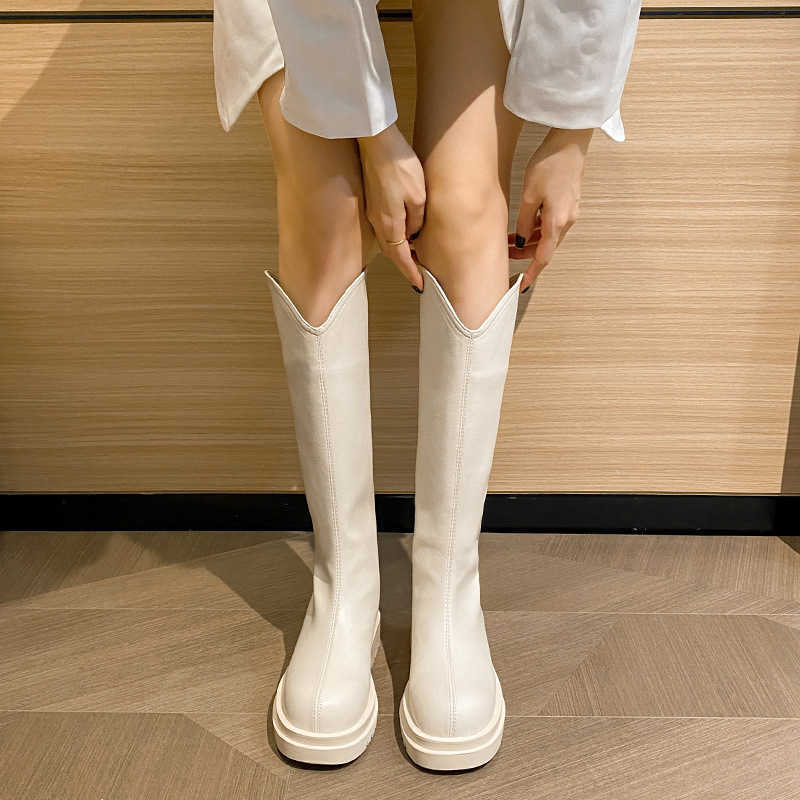 Knight Boots Womens Thick Fashion Boots Long Leg Tube Boots Long Martin Boots High Boots Fat Sister Womens Boots Boots 240826