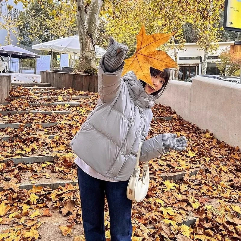 2024 Fashion Short Parka Winter Jacket Hooded Coat Parkas Warm Snow Wear Cotton Padded Women Clothes Windproof Outerw 240930