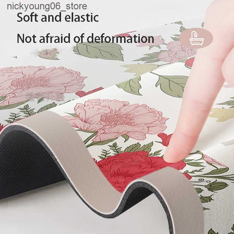 Non-Slip Bath Mats Bathroom Rugs and Mat Set Washable Non Slip Water Absorbent Flower Design Bath Mat Toilet Rug L240910